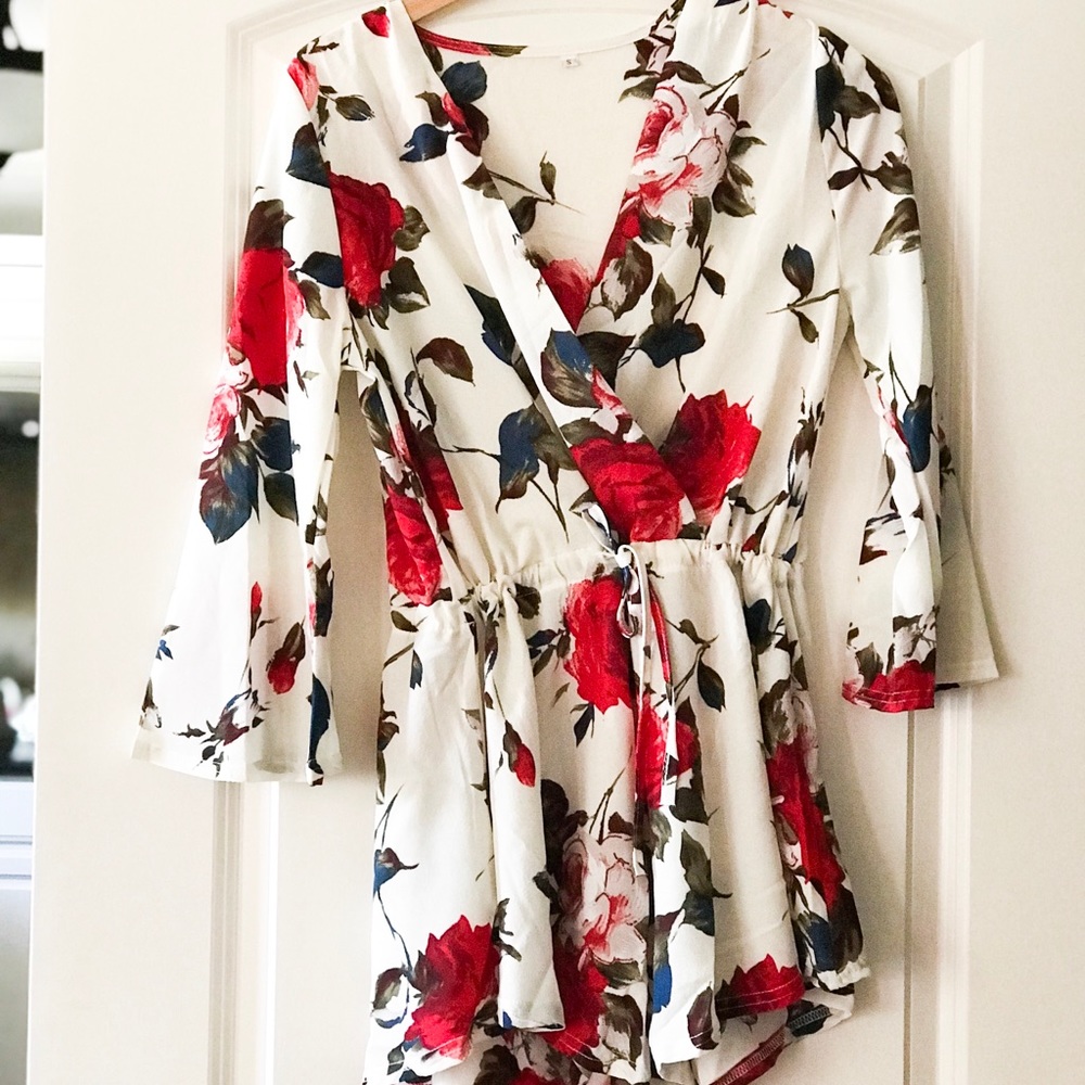 Floral white romper